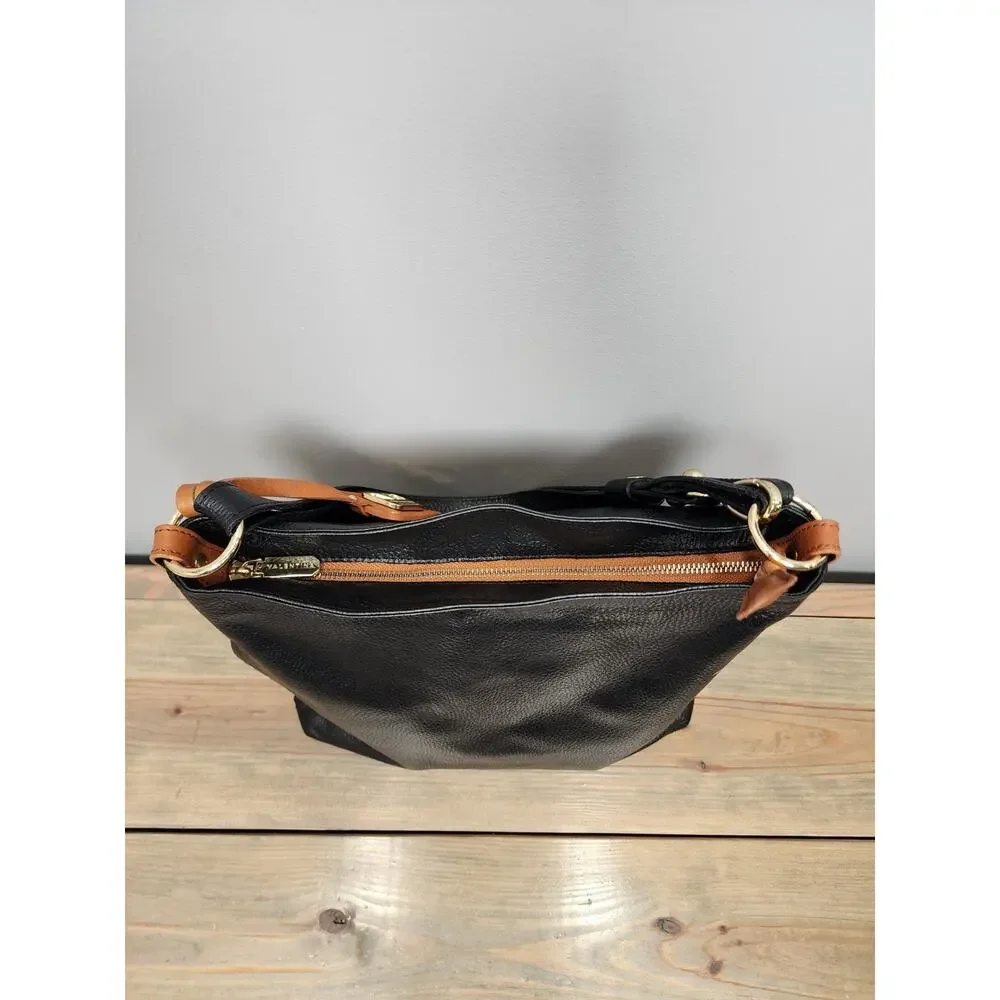 VALENTINA Tradizione Italiana Genuine Leather Black Shoulder Bag Purse - Picture 7 of 14